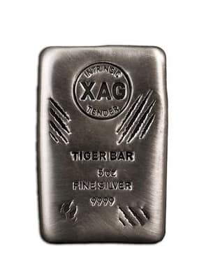 5oz Silver Intrinsic Tiger Cast Bar .999